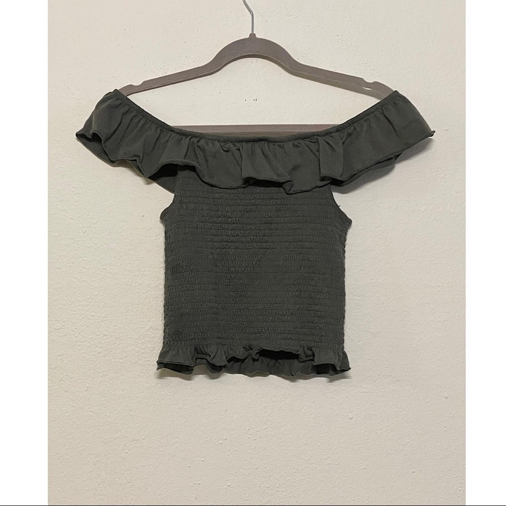 Army green bodycon crop top